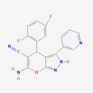 6-Amino-4-(2,5-difluorophenyl)-3-(3-pyridinyl)-2,4-dihydropyrano[2,3-c]pyrazole-5-carbonitrile