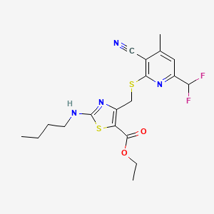 molecular formula C19H22F2N4O2S2 B4610302 2-(丁基氨基)-4-({[3-氰基-6-(二氟甲基)-4-甲基-2-吡啶基]硫代}甲基)-1,3-噻唑-5-羧酸乙酯 