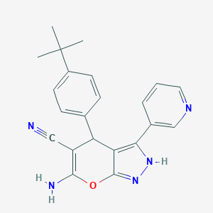 6-Amino-4-(4-tert-butylphenyl)-3-(3-pyridinyl)-2,4-dihydropyrano[2,3-c]pyrazole-5-carbonitrile