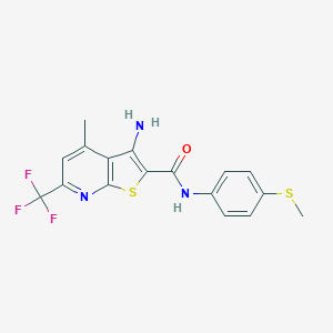 3-amino-4-methyl-N-[4-(methylsulfanyl)phenyl]-6-(trifluoromethyl)thieno[2,3-b]pyridine-2-carboxamide
