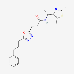 molecular formula C21H26N4O2S B4610380 N-[1-(2,5-二甲基-1,3-噻唑-4-基)乙基]-3-[5-(3-苯基丙基)-1,3,4-恶二唑-2-基]丙酰胺 