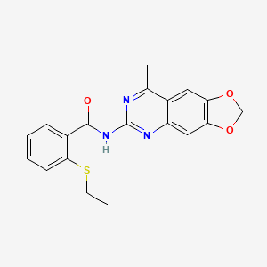 molecular formula C19H17N3O3S B4610381 2-(ethylthio)-N-(8-methyl[1,3]dioxolo[4,5-g]quinazolin-6-yl)benzamide 