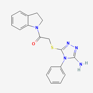 molecular formula C18H17N5OS B4610422 5-{[2-(2,3-dihydro-1H-indol-1-yl)-2-oxoethyl]thio}-4-phenyl-4H-1,2,4-triazol-3-amine 