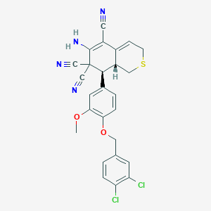 molecular formula C26H20Cl2N4O2S B461044 6-amino-8-{4-[(3,4-dichlorobenzyl)oxy]-3-methoxyphenyl}-8,8a-dihydro-1H-isothiochromene-5,7,7(3H)-tricarbonitrile 