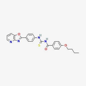 molecular formula C24H22N4O3S B4610483 4-butoxy-N-{[(4-[1,3]oxazolo[4,5-b]pyridin-2-ylphenyl)amino]carbonothioyl}benzamide 