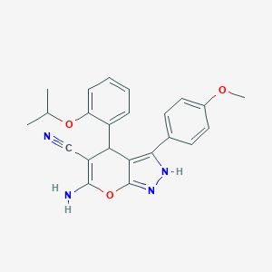 molecular formula C23H22N4O3 B461051 6-Amino-4-(2-isopropoxyphenyl)-3-(4-methoxyphenyl)-2,4-dihydropyrano[2,3-c]pyrazole-5-carbonitrile 