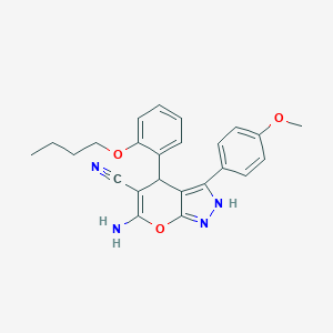 molecular formula C24H24N4O3 B461052 6-Amino-4-(2-butoxyphenyl)-3-(4-methoxyphenyl)-2,4-dihydropyrano[2,3-c]pyrazole-5-carbonitrile 