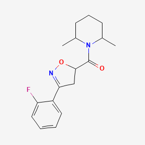 molecular formula C17H21FN2O2 B4610543 1-{[3-(2-氟苯基)-4,5-二氢-5-异恶唑基]羰基}-2,6-二甲基哌啶 