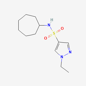 molecular formula C12H21N3O2S B4610647 N-环庚基-1-乙基-1H-吡唑-4-磺酰胺 