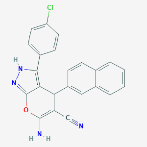 molecular formula C23H15ClN4O B461065 6-Amino-3-(4-chlorophenyl)-4-(2-naphthyl)-2,4-dihydropyrano[2,3-c]pyrazole-5-carbonitrile 