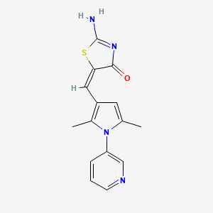 molecular formula C15H14N4OS B4610677 5-{[2,5-二甲基-1-(3-吡啶基)-1H-吡咯-3-基]亚甲基}-2-亚氨基-1,3-噻唑烷-4-酮 