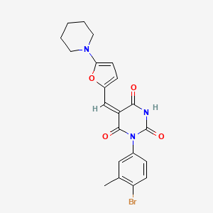 molecular formula C21H20BrN3O4 B4610705 1-(4-bromo-3-methylphenyl)-5-{[5-(1-piperidinyl)-2-furyl]methylene}-2,4,6(1H,3H,5H)-pyrimidinetrione 