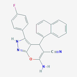 molecular formula C23H15FN4O B461071 6-Amino-3-(4-fluorophenyl)-4-(1-naphthyl)-2,4-dihydropyrano[2,3-c]pyrazole-5-carbonitrile 