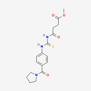 molecular formula C17H21N3O4S B4610750 methyl 4-oxo-4-[({[4-(1-pyrrolidinylcarbonyl)phenyl]amino}carbonothioyl)amino]butanoate 