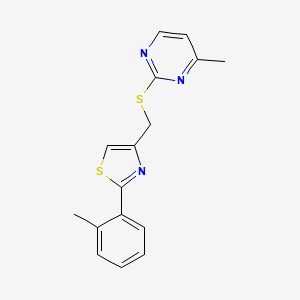 molecular formula C16H15N3S2 B4610760 4-methyl-2-({[2-(2-methylphenyl)-1,3-thiazol-4-yl]methyl}thio)pyrimidine 