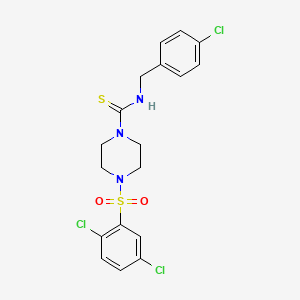 molecular formula C18H18Cl3N3O2S2 B4610787 N-(4-chlorobenzyl)-4-[(2,5-dichlorophenyl)sulfonyl]-1-piperazinecarbothioamide 