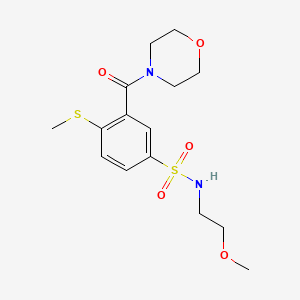 molecular formula C15H22N2O5S2 B4610824 N-(2-methoxyethyl)-4-(methylthio)-3-(4-morpholinylcarbonyl)benzenesulfonamide 