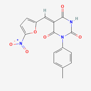 molecular formula C16H11N3O6 B4610831 1-(4-甲基苯基)-5-[(5-硝基-2-呋喃基)亚甲基]-2,4,6(1H,3H,5H)-嘧啶三酮 