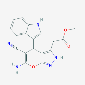 molecular formula C18H15N5O3 B461084 methyl [6-amino-5-cyano-4-(1H-indol-3-yl)-1,4-dihydropyrano[2,3-c]pyrazol-3-yl]acetate CAS No. 665001-29-6
