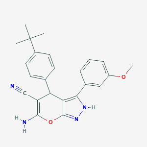 molecular formula C24H24N4O2 B461087 6-Amino-4-(4-tert-butylphenyl)-3-(3-methoxyphenyl)-2,4-dihydropyrano[2,3-c]pyrazole-5-carbonitrile 