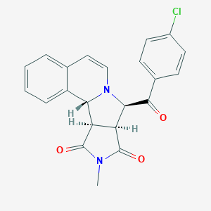 molecular formula C22H17ClN2O3 B461092 (1R,11R,12S,16R)-11-(4-chlorobenzoyl)-14-methyl-10,14-diazatetracyclo[8.6.0.02,7.012,16]hexadeca-2,4,6,8-tetraene-13,15-dione 