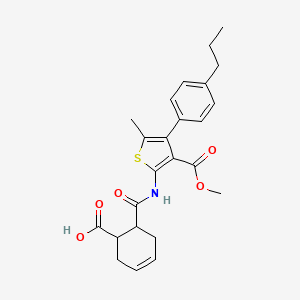 molecular formula C24H27NO5S B4610925 6-({[3-(methoxycarbonyl)-5-methyl-4-(4-propylphenyl)-2-thienyl]amino}carbonyl)-3-cyclohexene-1-carboxylic acid 