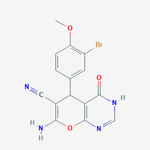 molecular formula C15H11BrN4O3 B461095 7-amino-5-(3-bromo-4-methoxyphenyl)-4-hydroxy-5H-pyrano[2,3-d]pyrimidine-6-carbonitrile 