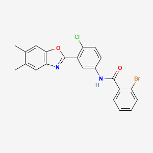 2-bromo-N-[4-chloro-3-(5,6-dimethyl-1,3-benzoxazol-2-yl)phenyl]benzamide