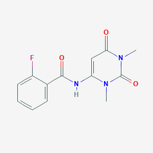 molecular formula C13H12FN3O3 B4610989 N-(1,3-二甲基-2,6-二氧代-1,2,3,6-四氢-4-嘧啶基)-2-氟苯甲酰胺 