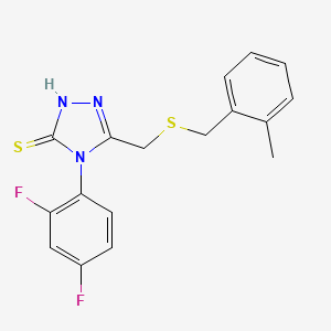 molecular formula C17H15F2N3S2 B4610996 4-(2,4-difluorophenyl)-5-{[(2-methylbenzyl)thio]methyl}-4H-1,2,4-triazole-3-thiol 