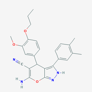 6-Amino-3-(3,4-dimethylphenyl)-4-(3-methoxy-4-propoxyphenyl)-2,4-dihydropyrano[2,3-c]pyrazole-5-carbonitrile