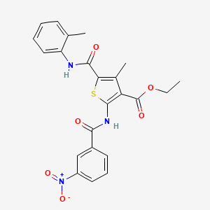 molecular formula C23H21N3O6S B4611098 ethyl 4-methyl-5-{[(2-methylphenyl)amino]carbonyl}-2-[(3-nitrobenzoyl)amino]-3-thiophenecarboxylate 