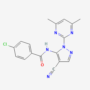 4-chloro-N-[4-cyano-1-(4,6-dimethyl-2-pyrimidinyl)-1H-pyrazol-5-yl]benzamide