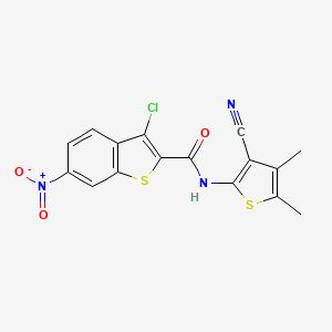 molecular formula C16H10ClN3O3S2 B4611163 3-chloro-N-(3-cyano-4,5-dimethyl-2-thienyl)-6-nitro-1-benzothiophene-2-carboxamide 