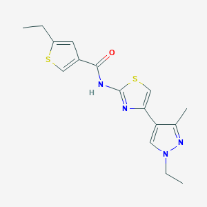 molecular formula C16H18N4OS2 B4611297 5-ethyl-N-[4-(1-ethyl-3-methyl-1H-pyrazol-4-yl)-1,3-thiazol-2-yl]-3-thiophenecarboxamide 