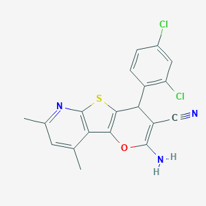 molecular formula C19H13Cl2N3OS B461136 2-amino-4-(2,4-dichlorophenyl)-7,9-dimethyl-4H-pyrano[2',3':4,5]thieno[2,3-b]pyridine-3-carbonitrile 