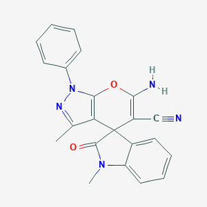 molecular formula C22H17N5O2 B461137 6'-amino-1,3'-dimethyl-2-oxo-1'-phenyl-1,2-dihydro-1'H-spiro[indole-3,4'-pyrano[2,3-c]pyrazole]-5'-carbonitrile CAS No. 343801-44-5