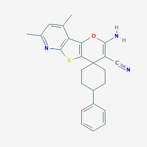 molecular formula C24H23N3OS B461139 2'-Amino-7',9'-dimethyl-4-phenylspiro[cyclohexane-1,4'-pyrano[2',3':4,5]thieno[2,3-b]pyridine]-3'-carbonitrile 