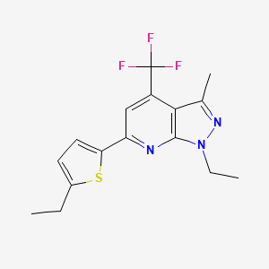 molecular formula C16H16F3N3S B4611431 1-ethyl-6-(5-ethyl-2-thienyl)-3-methyl-4-(trifluoromethyl)-1H-pyrazolo[3,4-b]pyridine 