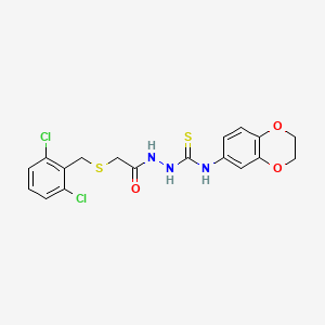 molecular formula C18H17Cl2N3O3S2 B4611437 2-{[(2,6-dichlorobenzyl)thio]acetyl}-N-(2,3-dihydro-1,4-benzodioxin-6-yl)hydrazinecarbothioamide 