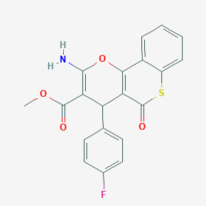 molecular formula C20H14FNO4S B461145 methyl 2-amino-4-(4-fluorophenyl)-5-oxo-4H,5H-thiochromeno[4,3-b]pyran-3-carboxylate 
