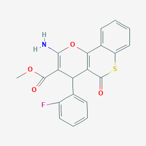 molecular formula C20H14FNO4S B461147 methyl 2-amino-4-(2-fluorophenyl)-5-oxo-4H,5H-thiochromeno[4,3-b]pyran-3-carboxylate 