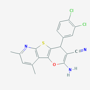 molecular formula C19H13Cl2N3OS B461148 2-amino-4-(3,4-dichlorophenyl)-7,9-dimethyl-4H-pyrano[2',3':4,5]thieno[2,3-b]pyridine-3-carbonitrile 