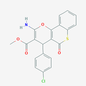 molecular formula C20H14ClNO4S B461150 methyl 2-amino-4-(4-chlorophenyl)-5-oxo-4H,5H-thiochromeno[4,3-b]pyran-3-carboxylate 