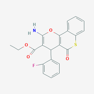 molecular formula C21H16FNO4S B461152 ethyl 2-amino-4-(2-fluorophenyl)-5-oxo-4H,5H-thiochromeno[4,3-b]pyran-3-carboxylate 