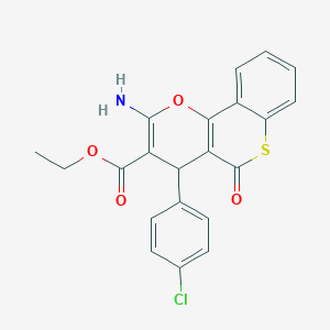 molecular formula C21H16ClNO4S B461154 ethyl 2-amino-4-(4-chlorophenyl)-5-oxo-4H,5H-thiochromeno[4,3-b]pyran-3-carboxylate CAS No. 825602-87-7