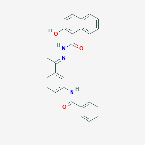 molecular formula C27H23N3O3 B4611545 N-{3-[N-(2-hydroxy-1-naphthoyl)ethanehydrazonoyl]phenyl}-3-methylbenzamide 