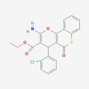 molecular formula C21H16ClNO4S B461155 ethyl 2-amino-4-(2-chlorophenyl)-5-oxo-4H,5H-thiochromeno[4,3-b]pyran-3-carboxylate CAS No. 923551-46-6