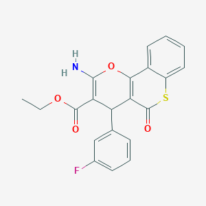 molecular formula C21H16FNO4S B461160 ethyl 2-amino-4-(3-fluorophenyl)-5-oxo-4H,5H-thiochromeno[4,3-b]pyran-3-carboxylate 