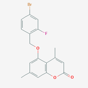 molecular formula C18H14BrFO3 B4611612 5-[(4-bromo-2-fluorobenzyl)oxy]-4,7-dimethyl-2H-chromen-2-one 